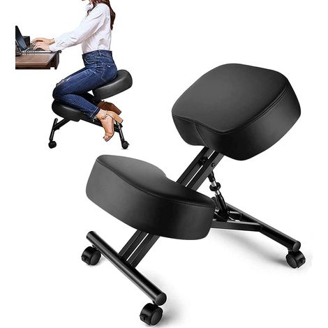 Chaise À Genoux Ergonomique Tabouret De Bureau Réglable En Hauteur Siège Assis Genoux Pour Soulager Les Maux De Dos Roulettes À Frein (1/5)