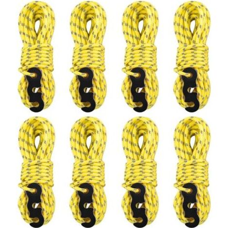 8 Pièces Corde De Tente, Nylon Réfléchissant 3mm, Avec Tendeur Aluminium, Pour Camping Randonnée (1/5)