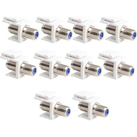 10 pièces Coax Keystone Prise Insert, F-Type RG6 câble Extender Female pour Female pour mur Plaque et Patch Panneau (1/5)