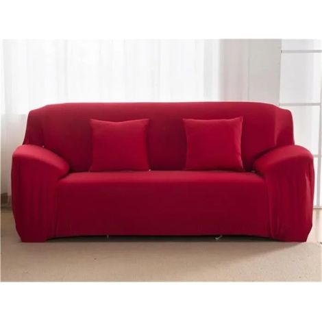 Housse Élastique pour Canapé - HAOPYOU - Rouge - 190-230cm - Extensible - Salon