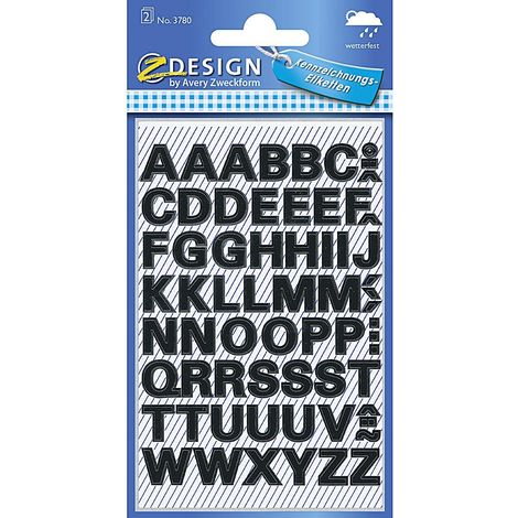 Etiketten 3780 Buchstaben wetterfest schwarz 2 Bogen