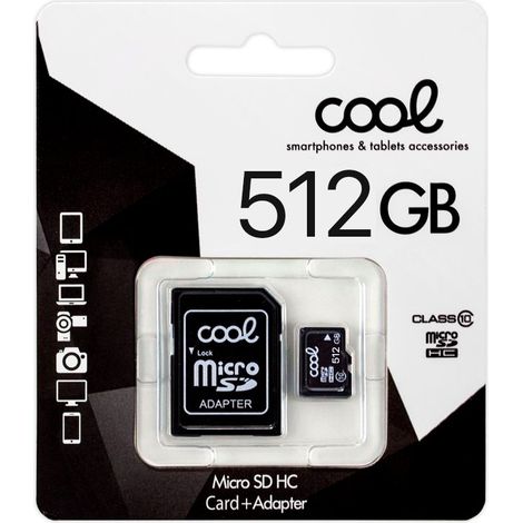 Tarjeta Memoria Micro SD con Adaptador x512 GB COOL (Clase 10)