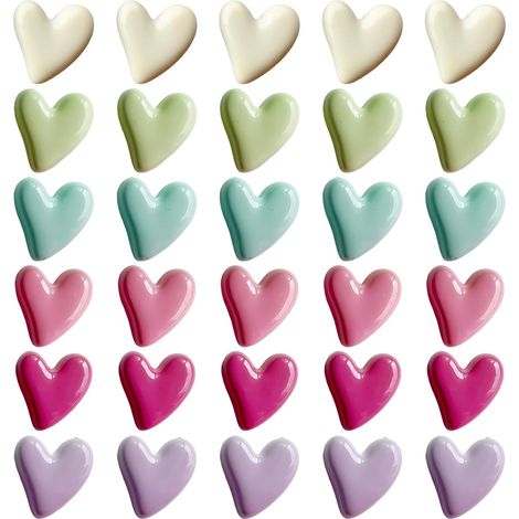 30 Pièces Aimant Frigo Decoratif, Aimants Frigo, Aimants Décoratifs, Aimantcoeur, Colorés Mignons Colourful Heart Magnets, Cœur Coloré 3D Puissants Décoratifs pour Notes Photos Décoration Cuisine (1/5)