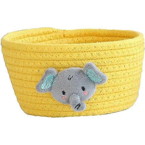 Panier de rangement en fil de coton de style japonais, boîte de rangement pour jouets et objets divers, idéale pour la chambre, le salon ou le bureau.-Yellow Elephant