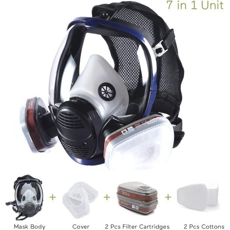 Maschera chimica antiappannamento 7 in 1, maschera antigas 6800, respiratore antipolvere, filtri a pieno facciale per verniciatura, irrorazione di pesticidi e saldatura di laboratorio