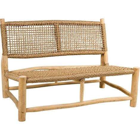 Divano 2 posti da esterno in teak e rattan stile etnico Tectona Sun