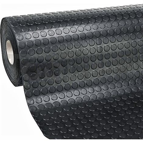 COPRI PAVIMENTO PVC BULLONATO BOLLE NERO GOMMA COPRIPAVIMENTO 1x25mt (1/2)
