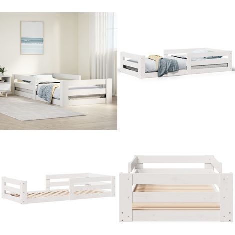 Estructura de cama sin colchón madera de pino blanca 90x200 cm - Estructura de cama - Base de cama