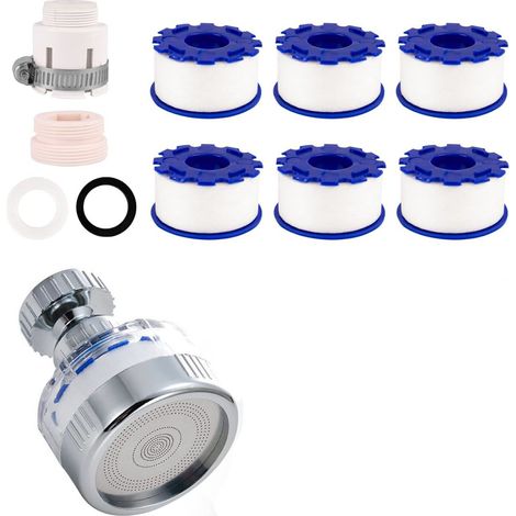 Filtre À Eau Pour Robinet - Filtre Pivotant Avec 6 Éléments En Coton PP Et Adaptateur Universel - Pour Éviers Cuisine Salle De Bains - Lot De 1