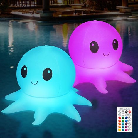 Juego de 2 lámparas solares para piscina, lámparas hinchables con mando a distancia, pulpos flotantes para piscina con 16 luces WRGB y 4 modos, impermeabilidad IP68 de alta calidad, para fiestas y sen (1/5)