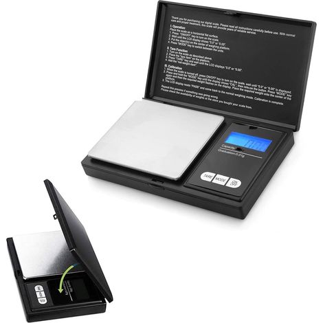 Balance numérique, balance de cuisine numérique, balance de poche, précision 0,01 g - 500 g, balance alimentaire avec écran LCD, balance de précision pour bijoux-AquaForge