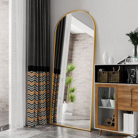 Miroir sur pied,grand Miroir pleine longueur,Miroir mural,180x80 cm,cadre en alliage d'aluminium,Pour Salon,Entrée,Chambre,Doré
