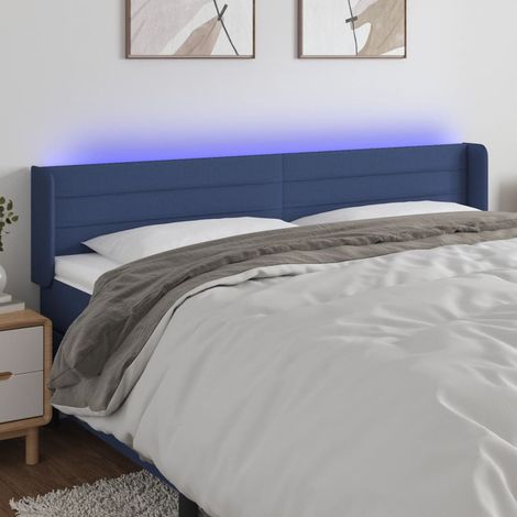 LED Kopfteil Blau 203x16x78/88 cm Stoff (1/5)
