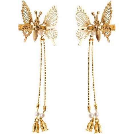 Épingles à cheveux papillon, barrettes métalliques élégantes, pinces franges délicates avec perles et pompons pour femmes et filles (1/5)
