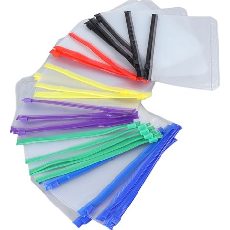 31 enveloppes A6 multicolores en zip plastique translucide, imperméables, réutilisables, classeurs à fermeture éclair pour bureau, salle de classe et dortoir (1/5)