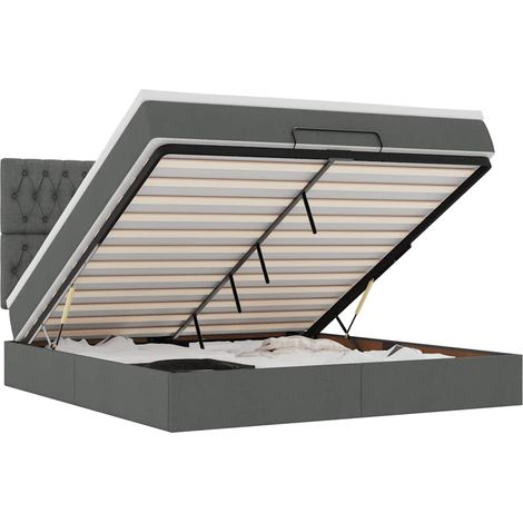 Maison Exclusive - Ottoman-Bett mit Matratze & LEDs Dunkelgrau 16