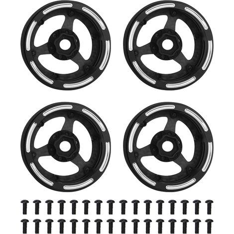 Jante RC 1.9 pouces en fibre de carbone noire, 4 pièces pour voiture télécommandée Axial 1/10 Type 2 - Roue de moyeu de rechange (1/5)