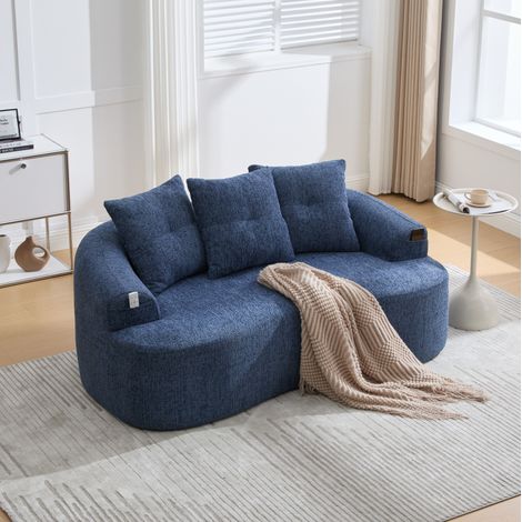 2-Sitzer-Sofa 164x92x60 cm Blau Chenille mit tiefem Sitz und Taschenfederkern (1/5)