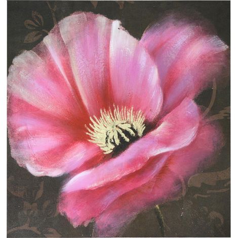 Quadro dipinto fiore rosa cm 80x80x4 (1/3)