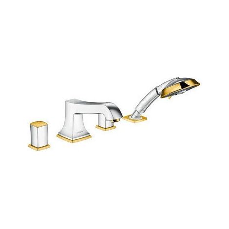 Set di finitura Miscelatore 4 fori per montaggio bordo vasca cromo / aspetto oro