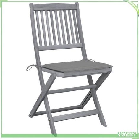 Chaise pliable - FAFEICY - 3064564 - Bois d'acacia massif - Coussins inclus - Gris délavé (1/5)