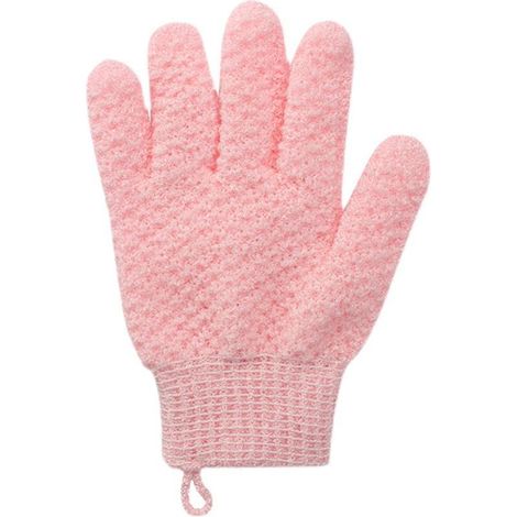 Un par de guantes exfoliantes para el baño, toallitas de doble cara de cinco dedos