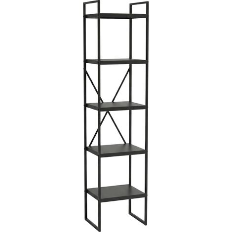 Metallregal, 27 x 27 x 130 cm, 5 Etagen, schwarz (1/3)