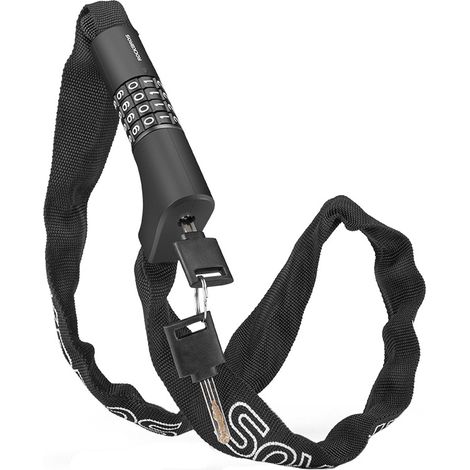 Lucchetto per bicicletta con due serrature a combinazione e chiave, 0,95 m - nero (1/5)