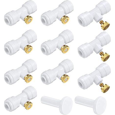 Système D'irrigation Système de Brumisateur Extérieur Kit,Buse de Pulvérisation en Laiton pour Jardin,Atomiseur Buse pour Jardin Terrasse Patio Bricolage, Blanc (1/5)