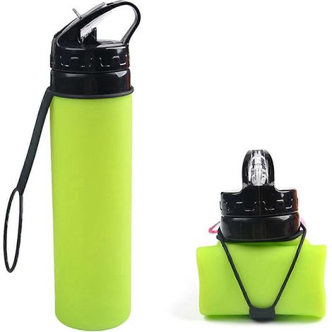 Grüner Silikon-Trinkbecher für Outdoor-Sportarten, 600 ml