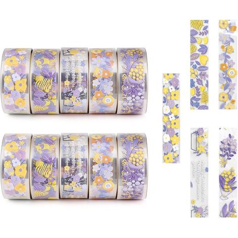 Adesivi trasparenti floreali per agenda,10 rotoli,1,5 cm 2 m,Stampa trasparente,Perfetto per i regali (1/5)