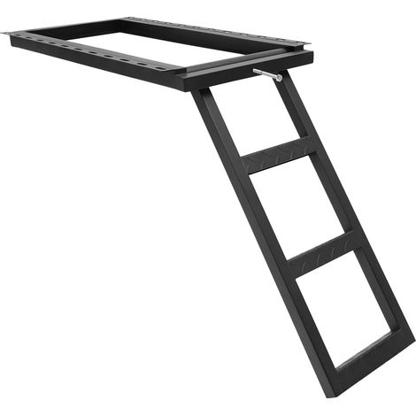 Échelle d'Accès pour Camion 3 Marches en Fer, Pliable et Extensible, Support 200 kg, Surface Antidérapante, Revêtement par Pulvérisation Haute Température, Pour Camions, Semi-Remarques et Remorques, N (1/5)