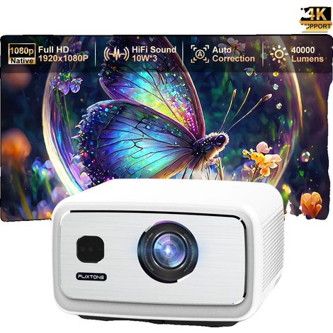 Proyector, 3000 lúmenes ANSI, resolución de 1920x1080 ppp, relación de contraste de 26000:1, compatible con Android, tamaño de proyección de 40 a 300 pulgadas. (1/5)