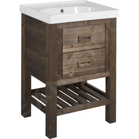 BRAND Meuble sous-vasque 56x83x43cm, épicéa teinté (1/4)