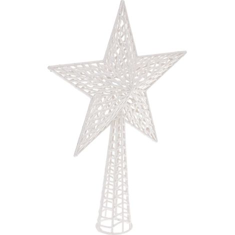 Déco Sapin de Noël Cimier Étoile Blanc pailleté - Feeric Christmas