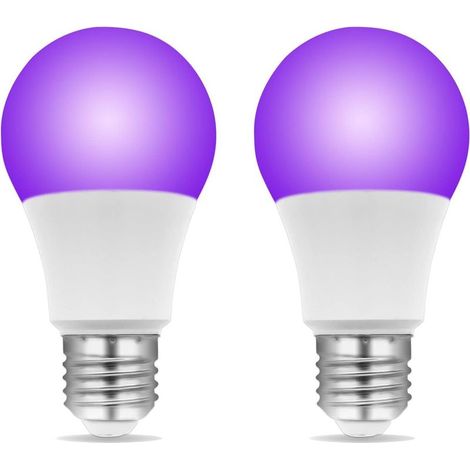 Ampoule Lumière Noire E27 LED 9W, UVA 385-400nm, Lumiere Noire Soiree Fluo, AC 85-265V, Lumière pour Fete Fluorescente Soirées Halloween Party, lot de 2 [Classe énergétique E] (1/5)