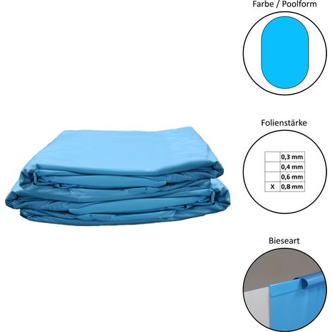 Poolfolie Ersatzfolie Ovalformbecken 623x360x120cm - Dicke 0,8mm - Einhängebiese - blau (1/2)