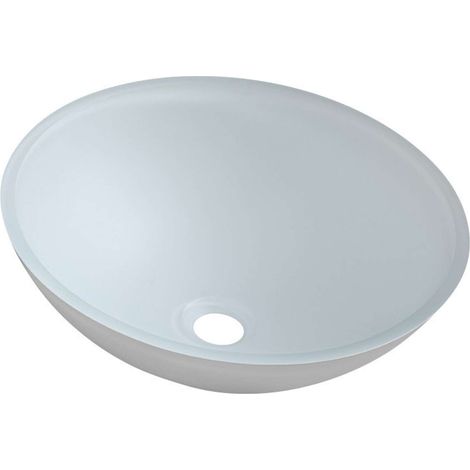 Sapho Beauty - Lavabo sobre encimera, diámetro 42 cm, sin rebosadero, cristal/blanco mate TY181W