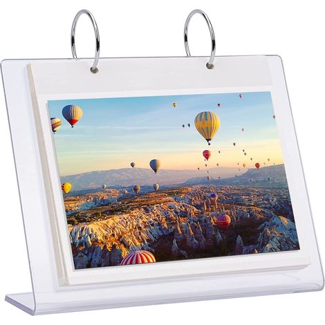 Album fotografico da tavolo in acrilico trasparente con patta - 19,5 x 15,7 cm - Supporto con pannello in acrilico - Espositore per 34 foto (1/5)