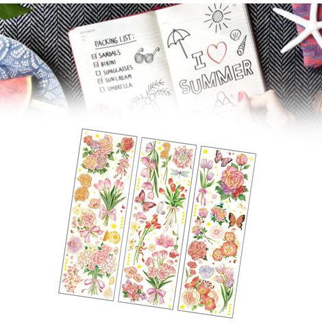 Autocollants vintage naturels, autocollants de fleurs, jolis autocollants décoratifs floraux pour scrapbooking, ordinateurs portables, albums, loisirs créatifs, agenda. (1/5)