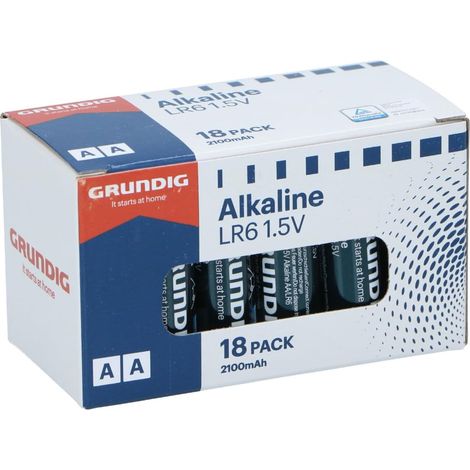 Piles Alcalines AA LR6 1.5V - Pack De 18-2100mAh D’Énergie - pour Télécommandes Horloges Jouets Et Plus - Boîte en Carton avec Fenêtre (1/5)