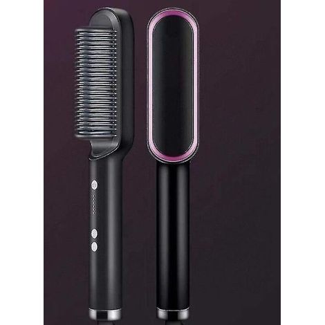Hair Straightener Comb Matte Black Hair Straightening Brush & Iron