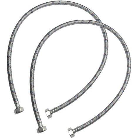 Set of 2, Flexible connecting hose, 1000mm, 1/2" Female/Female, for kitchen and bathroom plumbing mixer taps