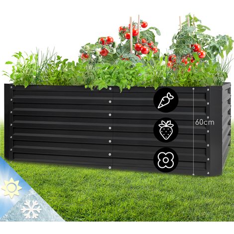 Blumfeldt – Potager sur pied en acier galvanisé 200x60x100 cm – Volume 1200L – Résistant aux intempéries – Pour tomates, fraises et herbes aromatiques