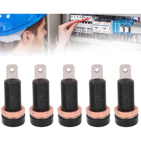 J.40015 4 mm Panelstecker mit 4 mm Bananenstecker, Messinganschlüsse, verkauft in 10er-Packungen, schwarz. (1/5)