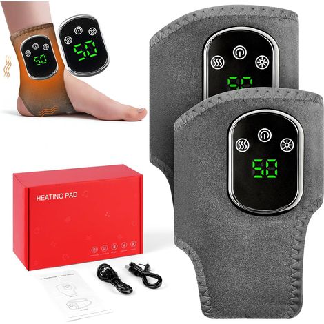 2Pcs Massage Pieds, Masseur de Cheville Électrique, avec 3 Niveaux de Massage et 5 Modes de Contrôle de La Température, Aide à Soulager Les Douleurs Aux Pieds, pour Diabétiques (1/5)