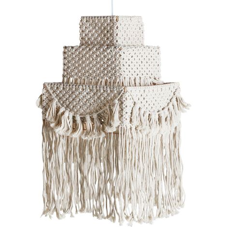 Luminaire Boho Alayor en Coton Blanc - Blanc cassé nuance coton bohème (1/5)