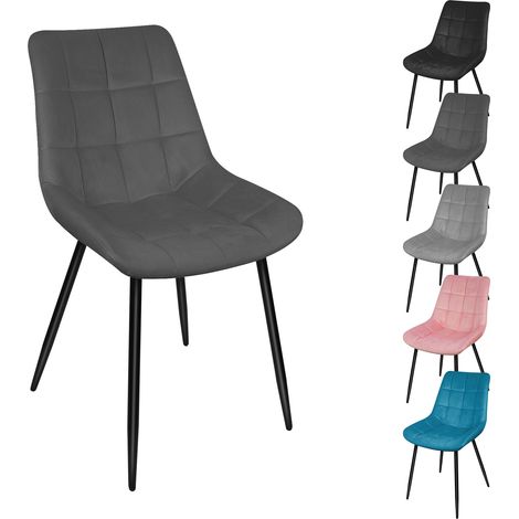 2 X Chaise de Salle à Manger Chaise Design Moderne Assise en Velours Bien Rembourrée Cadre en Métal Gris Foncé (1/5)