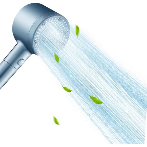 Pommeau de douche avec filtre, économie d'eau haute pression, pommeau de douche massant (5 types de jets d'eau), pommeau de douche à effet pluie avec fonction d'arrêt (argent) (1/5)