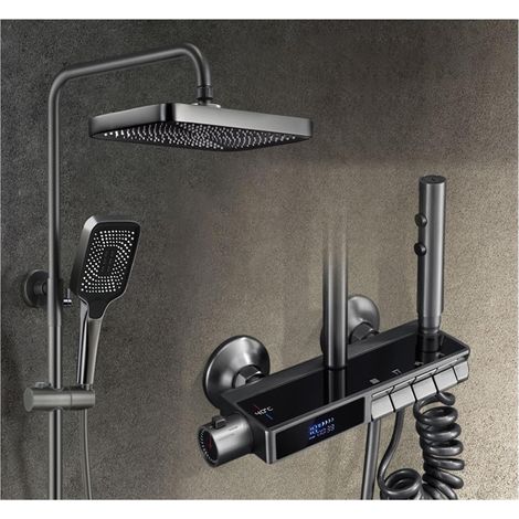 Ensemble de douche mitigeur thermostatique intelli LED ensemble de douche numérique salle de bains mitigeur froid chaud système de douche montage mural SPA pluie robinet de bain moderne luxe Piano Tor (1/5)
